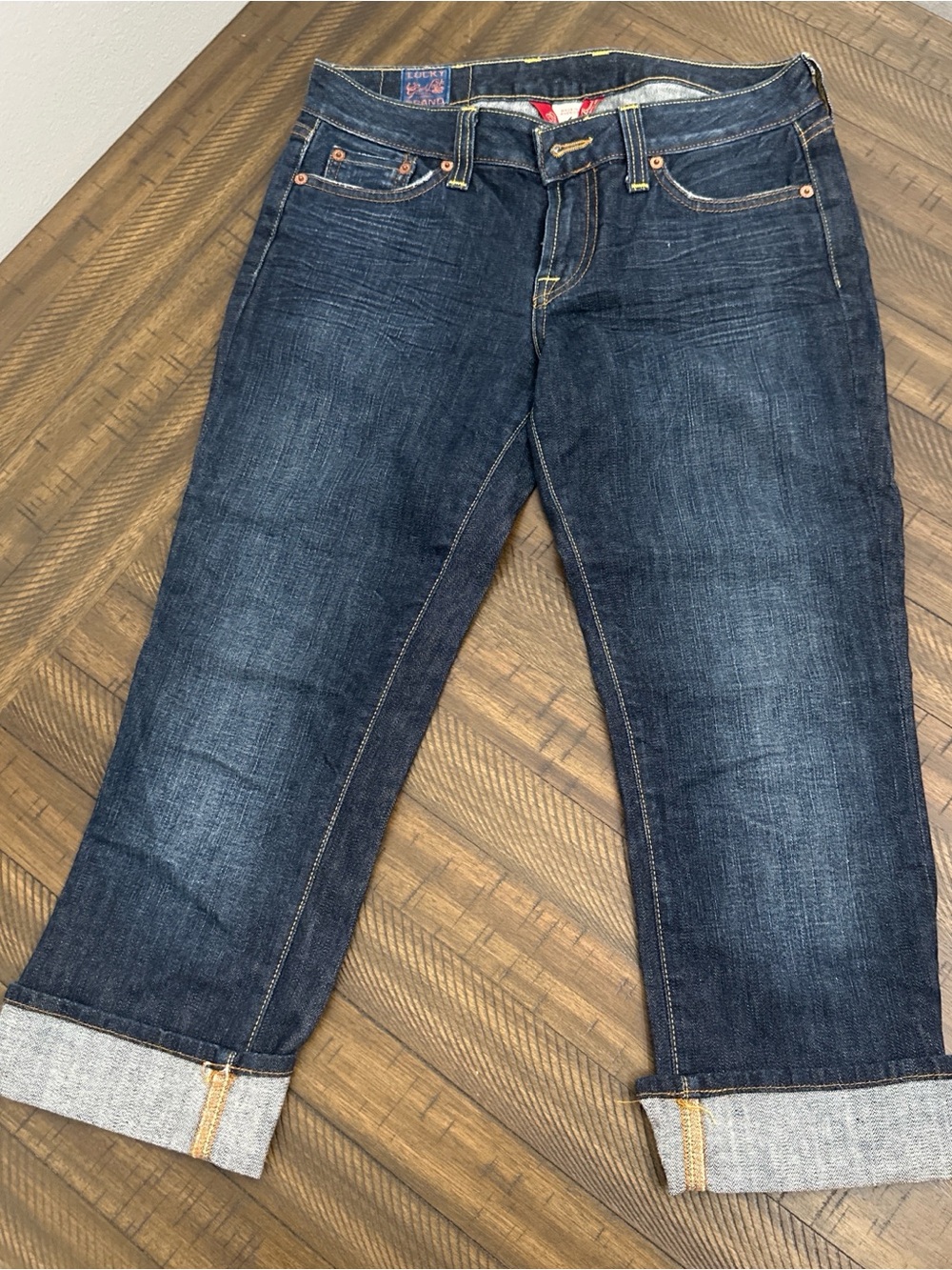 Lucky Brand Dark Indigo Boyfriend Cuffed Jeans